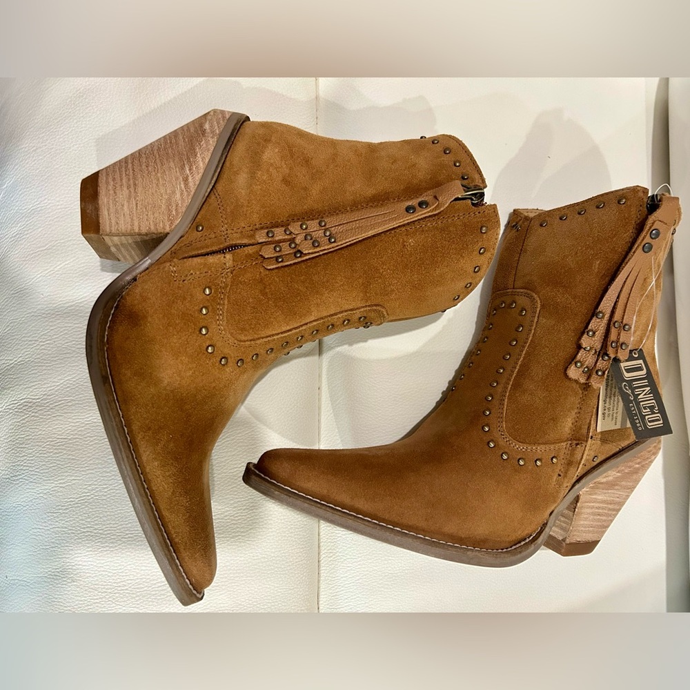 NWT DINGO Tan Suede Boots CLASSY SASSY Fringe, Zipper, SZ 9 Giddy Up!! - Picture 5 of 7